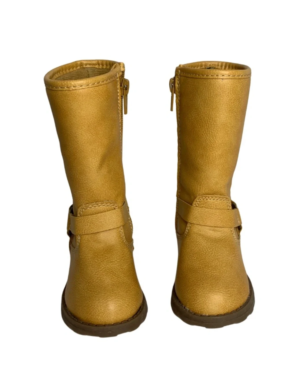 Carter's Tan Riding Style Boots Girl Toddler 4M Side Zippers Buckle Detailing